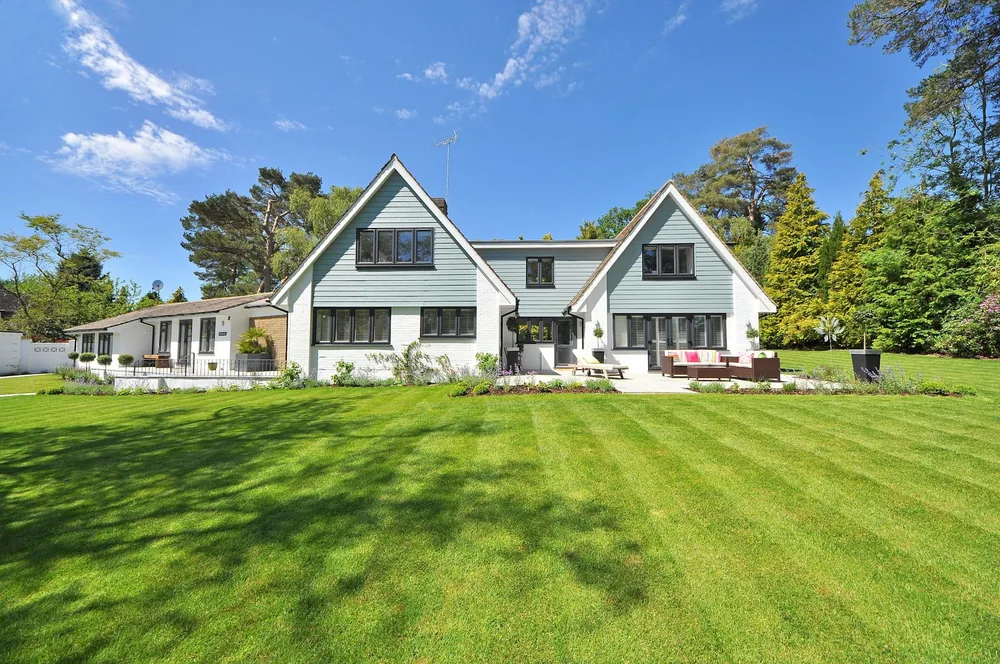 A well-mowed, healthy green yard