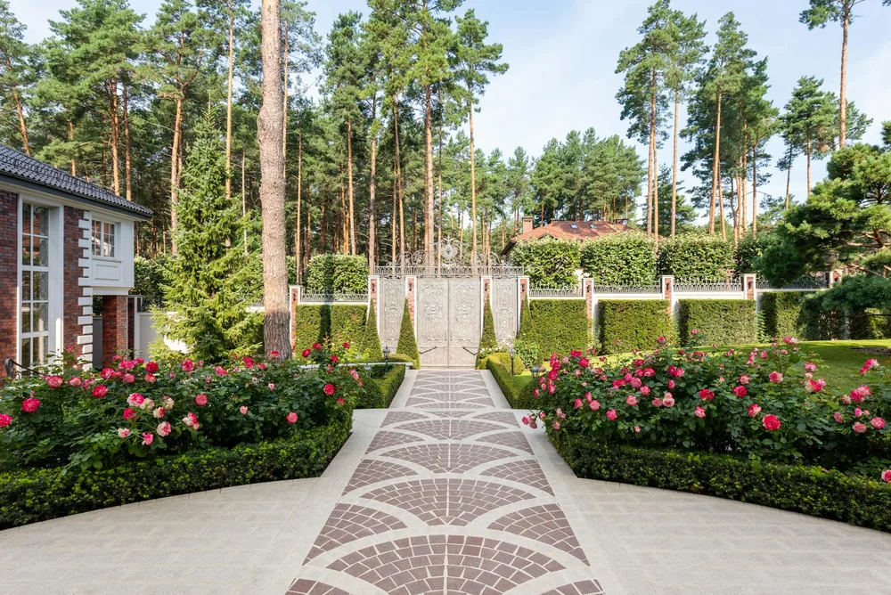 A retaining wall and planted garden bed